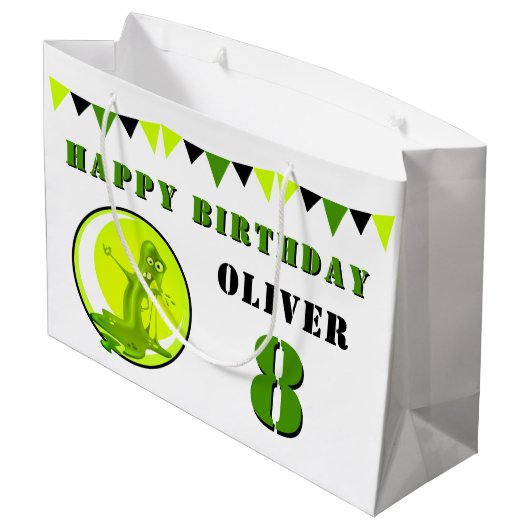 Green Slime Monster Funny Kind Birthday Groot Cadeauzakje (Achterkant Gekanteld)