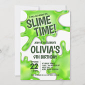 Green Slime Party Birthday Kaart (Voorkant)