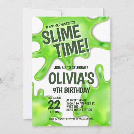 Green Slime Party Birthday Kaart (Voorkant)