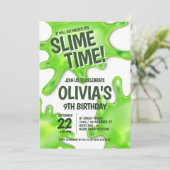 Green Slime Party Birthday Kaart (Staand voorkant)