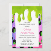 Green Slime Pink Leopard Print 00th Birthday Party Kaart (Voorkant)