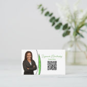 Green Sliver Faux Glitter Foto QR Professional Visitekaartje (Staand voorkant)