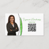 Green Sliver Faux Glitter Foto QR Professional Visitekaartje (Voorkant)