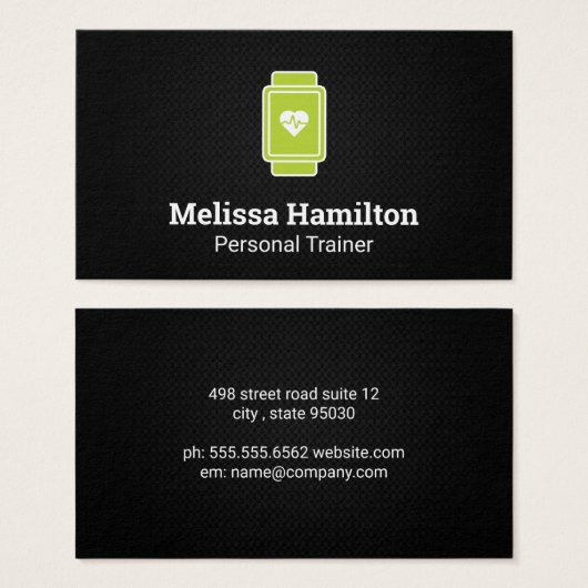 Green Smart Watch | Hartmeetmonitor | Netwerk Visitekaartje (Voorkant /achterkant)