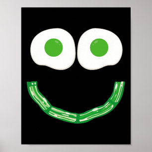 Green Smile Face Eieren en Bycon Ham Ontbijt St P Poster
