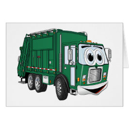 Green Smiling Garbage Truck Cartoon