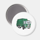 Green Smiling Garbage Truck Cartoon Magneet (Voorkant / Achterkant)
