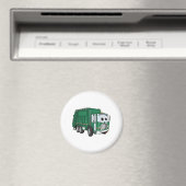 Green Smiling Garbage Truck Cartoon Magneet (Insitu (Vaatwasser))