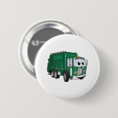 Green Smiling Garbage Truck Cartoon Ronde Button 5,7 Cm (Voorkant /achterkant)