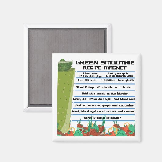 Green Smoothie Recipe Refkoelkast Magnet  (Voorkant / Achterkant)