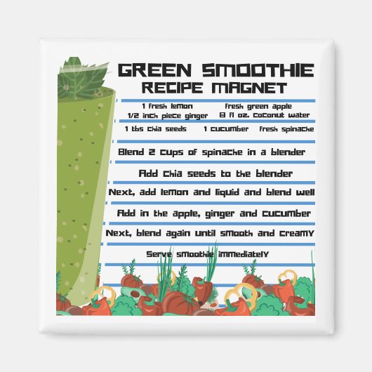Green Smoothie Recipe Refkoelkast Magnet  (Voorkant)
