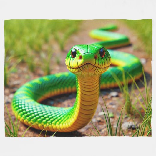Green Snake Fleece Deken (Voorkant (Horizontaal))