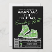 Green Sneaker Ball Birthday Uitnodiging (Voorkant)