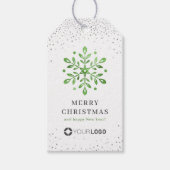 Green sneeuwvlok bedrijf logo Christmas Cadeaulabel (Voorkant)