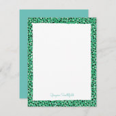 Green Snow Leopard Print Personal Stationery Kaart (Voorkant / Achterkant)