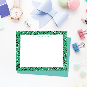 Green Snow Leopard Print Personal Stationery Kaart
