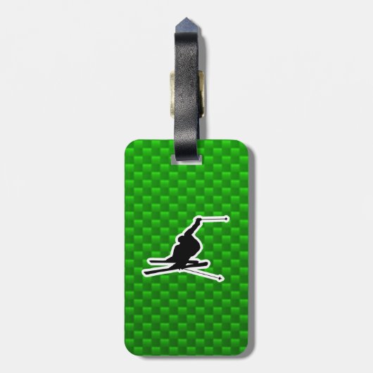 Green Snow Skiing Bagagelabel (Achterkant verticaal)