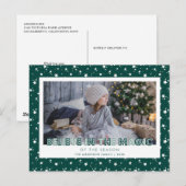 Green Snow Stars Believe Photo Feestdagenkaart (Voorkant / Achterkant)