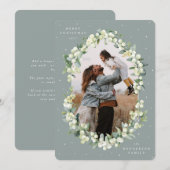 Green Snowberry+Eucalyptus Christmas Photo Feestdagenkaart (Voorkant / Achterkant)