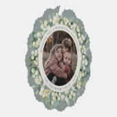 Green Snowberry+Eucalyptus Christmas Wreath Photo  Ornament Kaart (Rechts)