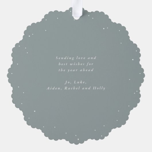 Green Snowberry+Eucalyptus Christmas Wreath Photo  Ornament Kaart (Achterkant)