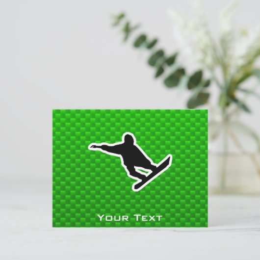 Green Snowboarding Briefkaart (Staand voorkant)