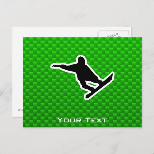Green Snowboarding Briefkaart (Voorkant / Achterkant)