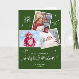 Green Snowflake   3 Foto kerstfoto Feestdagen Kaart