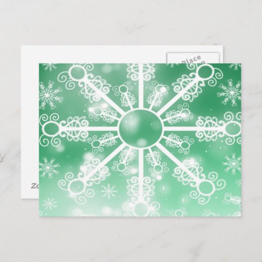 Green Snowflake Briefkaart (Voorkant / Achterkant)
