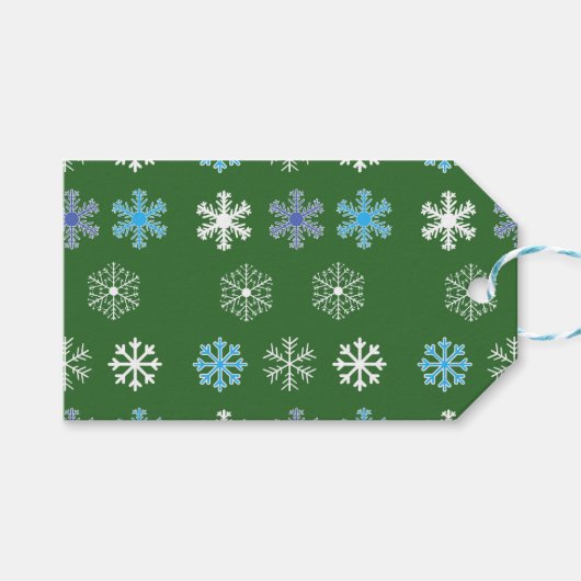 Green Snowflake Cadeaulabel (Voorkant (Horizontaal))