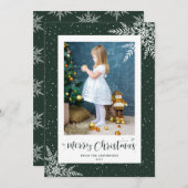 Green Snowflake Calligrafie Feestdagenkaart (Voorkant / Achterkant)