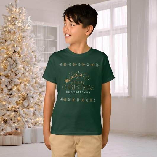 Green Snowflake Christmas Kids Shirt