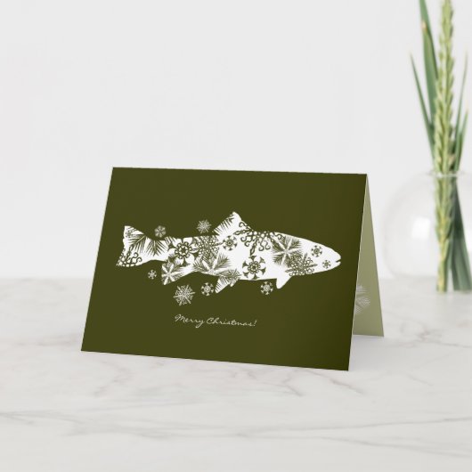 Green Snowflake Fish Holiday Greeting Card Feestdagen Kaart (Voorkant)