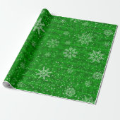 Green Snowflake Holiday Cadeaupapier (Uitgerold)