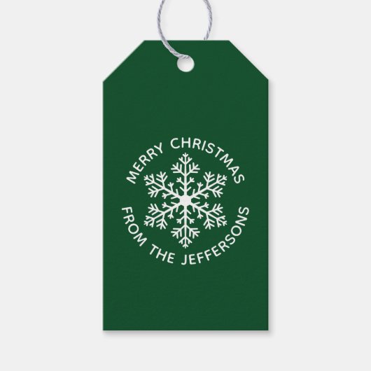 Green Snowflake-kerstcadeautags Cadeaulabel (Voorkant)