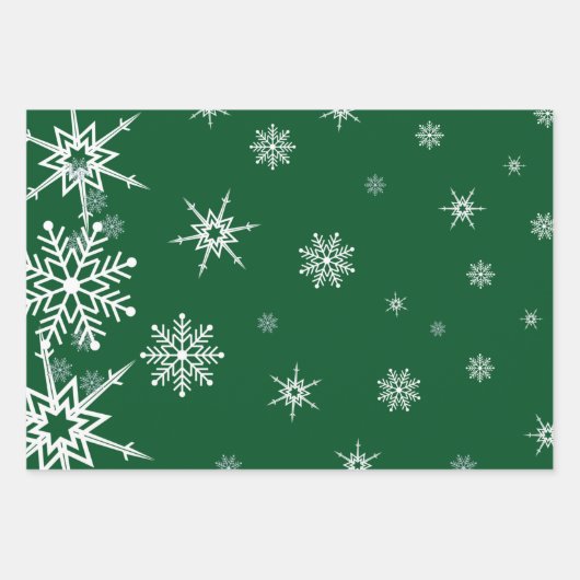 Green Snowflake kerstinpakpapier Inpakpapier Vel (Voorkant 3)