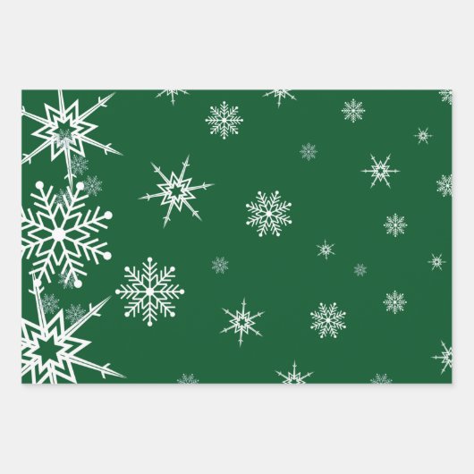 Green Snowflake kerstinpakpapier Inpakpapier Vel (Voorkant 2)