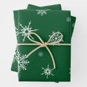 Green Snowflake kerstinpakpapier Inpakpapier Vel (In situ)