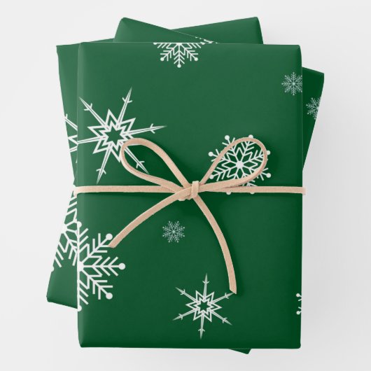 Green Snowflake kerstinpakpapier Inpakpapier Vel (In situ)