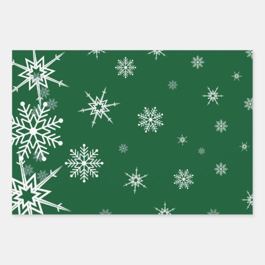 Green Snowflake kerstinpakpapier Inpakpapier Vel (Voorkant)