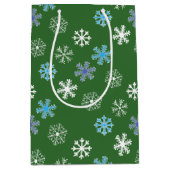 Green Snowflake Medium Cadeauzakje (Voorkant)