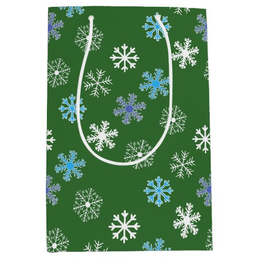 Green Snowflake Medium Cadeauzakje (Voorkant)