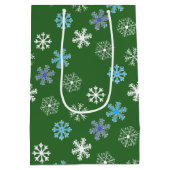 Green Snowflake Medium Cadeauzakje (Achterkant)