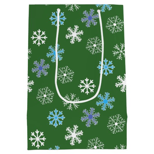 Green Snowflake Medium Cadeauzakje (Achterkant)