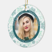 Green Snowflake Merry Bright en kerstfoto Keramisch Ornament (Links)