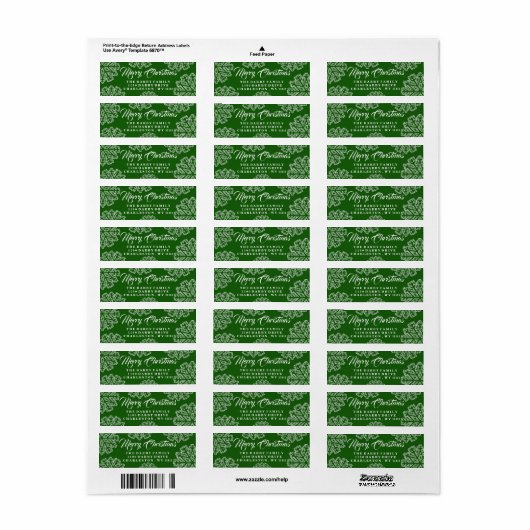 Green Snowflake Merry kerstlabel Etiket (Full Sheet)