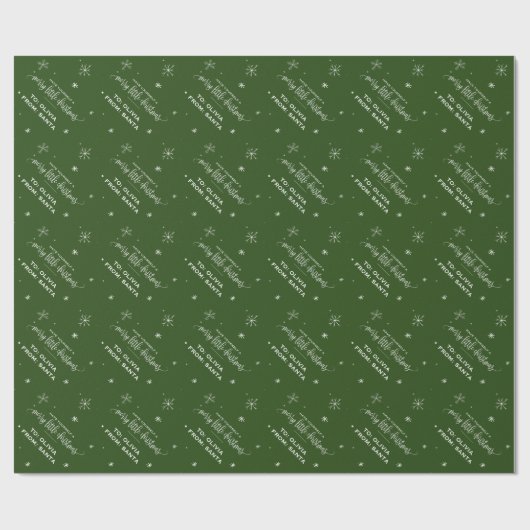 Green Snowflake "Merry Little Kerstmis" Cadeaupapier (Vlak)