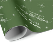 Green Snowflake "Merry Little Kerstmis" Cadeaupapier (Rol Hoek)