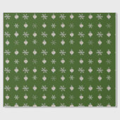 Green Snowflake Ornament Wrapping Paper Cadeaupapier (Vlak)