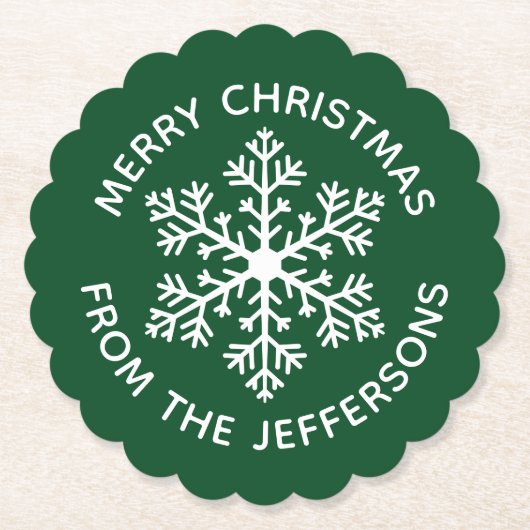 Green Snowflake Paper Onderzetter (Voorkant)